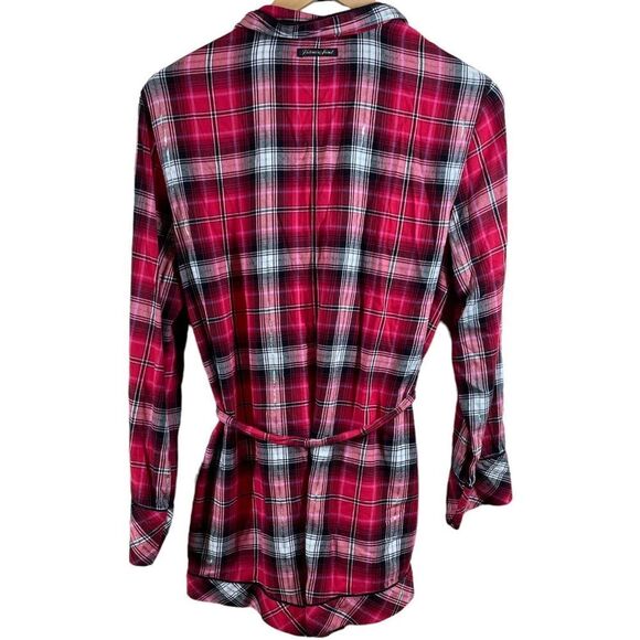 Victorias Secret Plaid Flannel One Piece Romper Pajamas Size S Red Long Sleeve - Picture 2 of 5